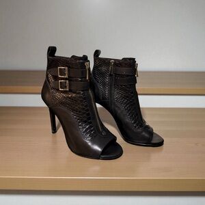 Vince Camuto Black Ankle Boots with Gold Accents